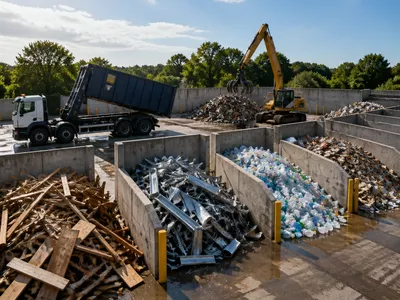 Recycling facility with sorted waste