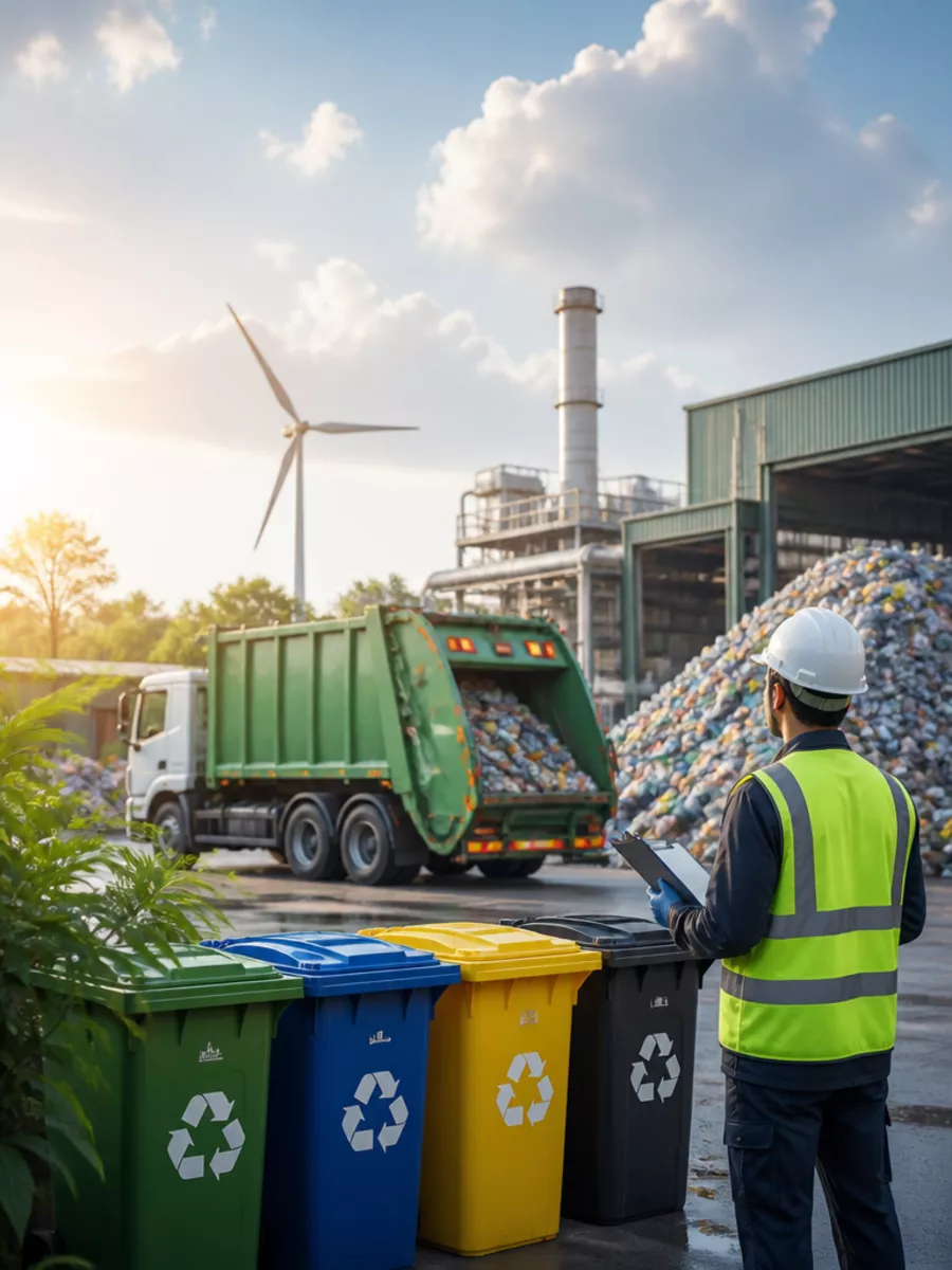 A team member overseeing waste sorting at a licensed facility